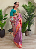 Ravishing Light Pink Pichwai Weaving Office Wear Saree With Blouse