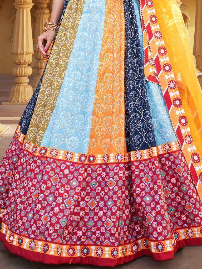 Appealing Multi Printed Gota Patti Silk Lehenga Choli