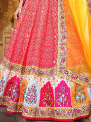 Adorable Pink Printed Gota Patti Silk Lehenga Choli