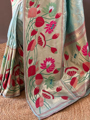 Lovable Sky Blue Weaving Paithani Silk Event Wear Saree With Blouse