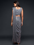 Grey Fully Sequined Georgette Party Wear Saree