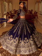 Fabulous Purple Embroidered Silk Engagement Wear Lehenga Choli