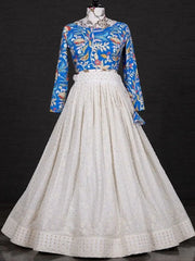 Gorgeous White Sequins Embroidered Georgette Lehenga Choli
