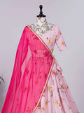 Pretty Light Pink Crochet Work Chinon Party Lehenga Choli