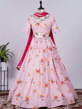 Pretty Light Pink Crochet Work Chinon Party Lehenga Choli