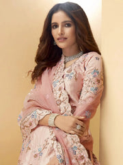 Dazzling Pink Embroidered Silk Engagement Wear Lehenga Choli