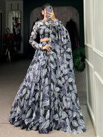Precious Black Digital Printed Silk Party Wear Lehenga Choli With Dupatta