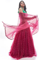 Lavish Red Net Designer Lehenga With Heavy Embroidered Choli