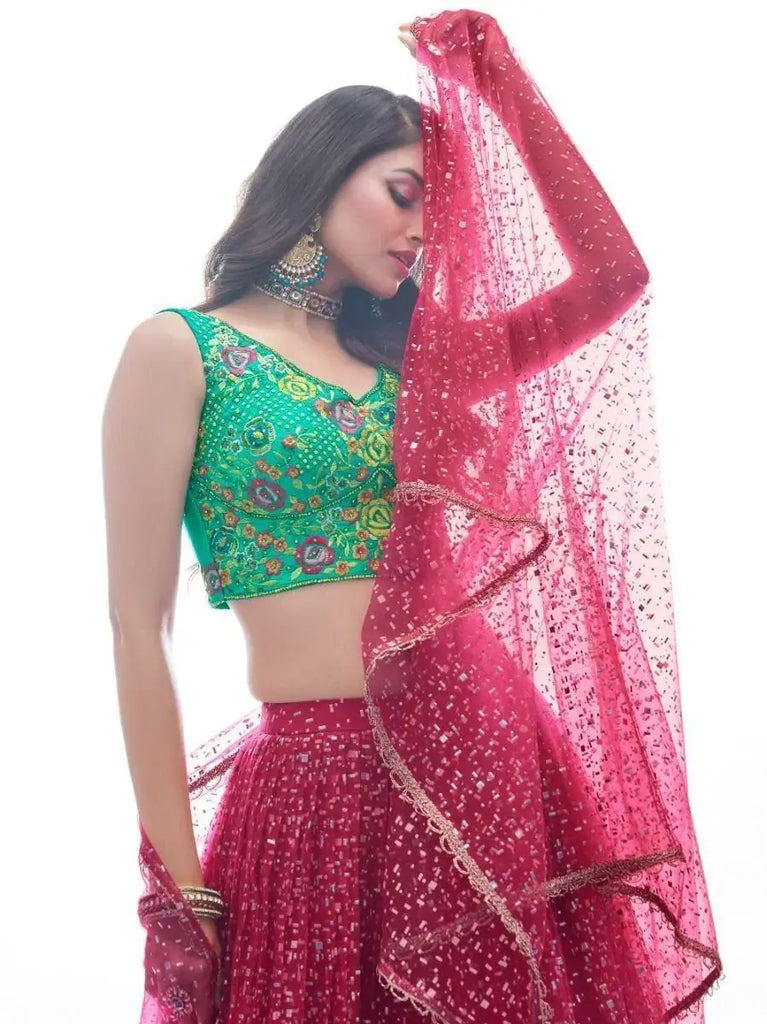 Lavish Red Net Designer Lehenga With Heavy Embroidered Choli