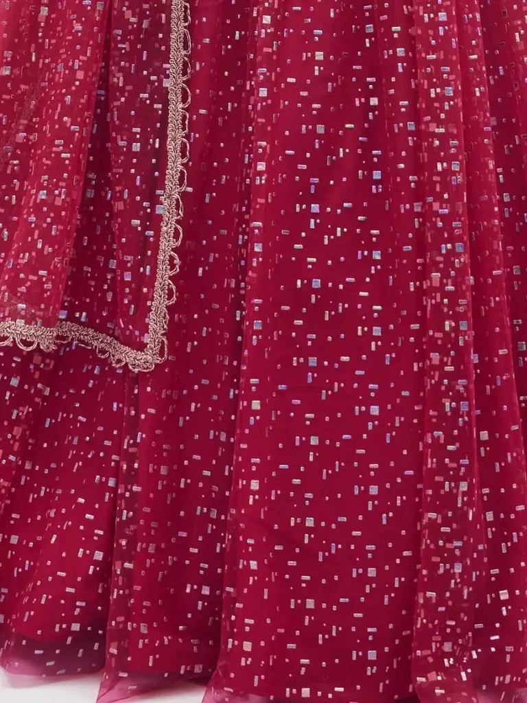 Lavish Red Net Designer Lehenga With Heavy Embroidered Choli