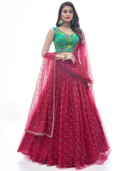 Lavish Red Net Designer Lehenga With Heavy Embroidered Choli