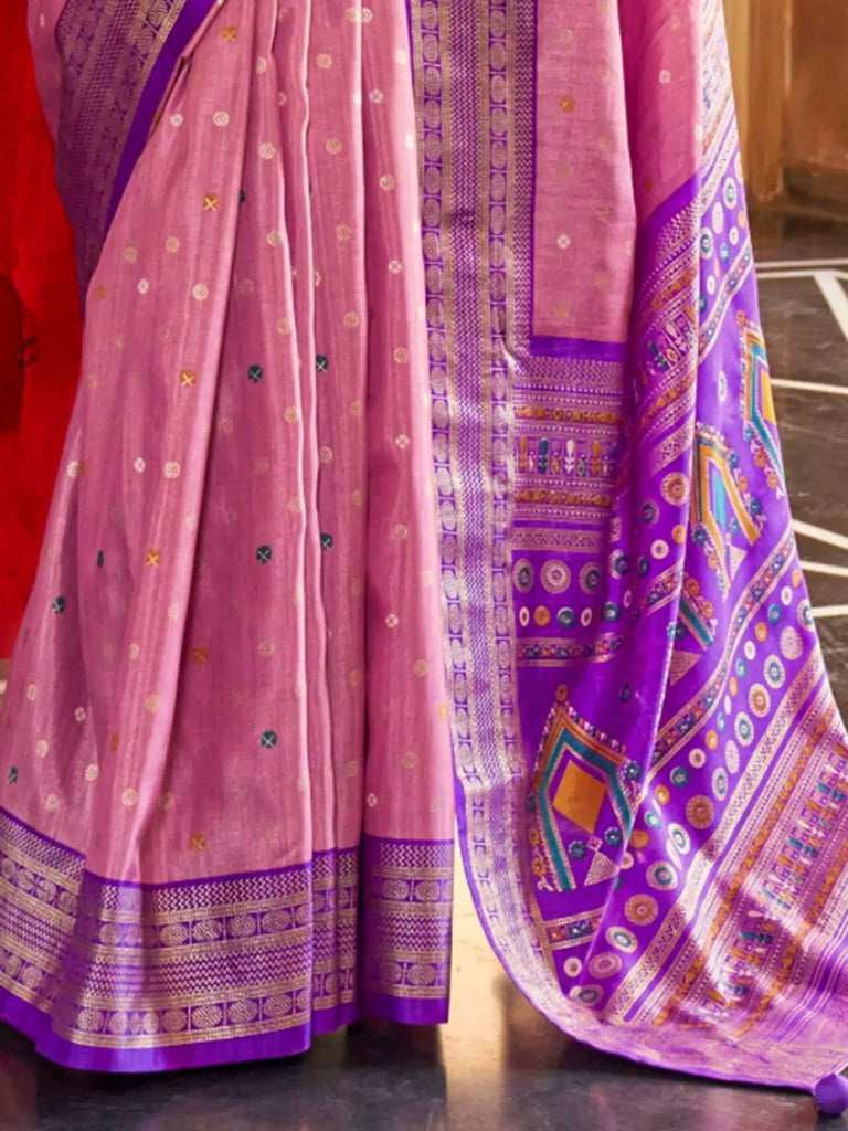 Beloved Pink Patola Printed Silk Wedding Wear Saree With Blouse