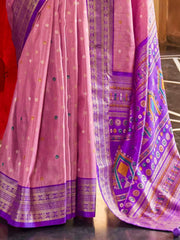 Beloved Pink Patola Printed Silk Wedding Wear Saree With Blouse