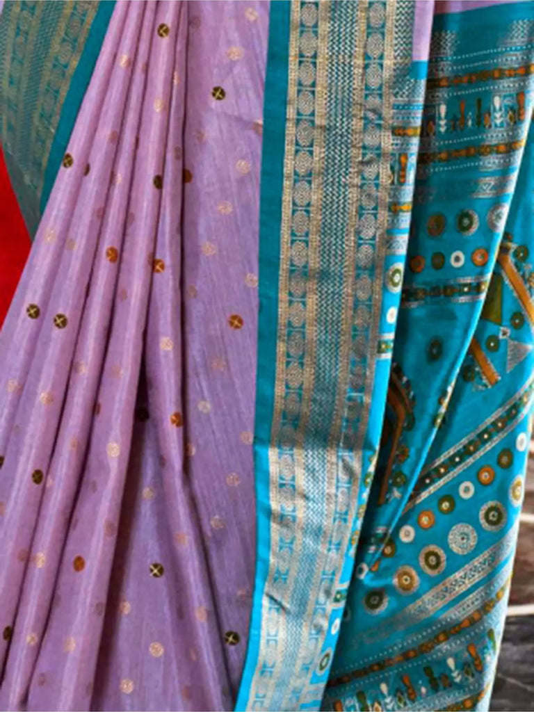 Theatrical Lavender Patola Printed Silk Wedding Wear Saree With Blouse
