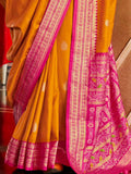 Incredible Orange Patola Printed Silk Wedding Wear Saree With Blouse