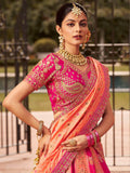 Elegant Rani Pink Banarasi Silk Thread Embroidered Lehenga Choli