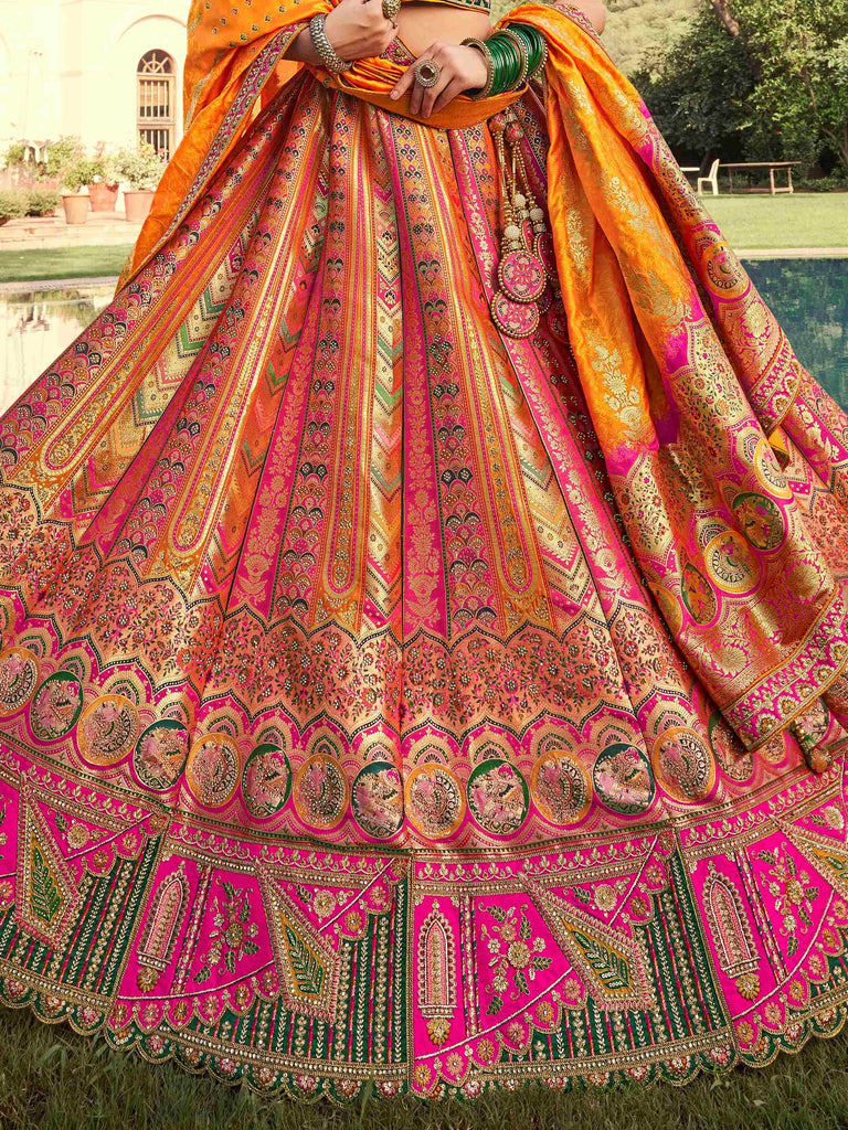 Rich Mustard Yellow Banarasi Silk Designer Lehenga Choli With Dupatta