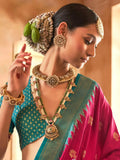 Astonishing Rani Pink Patola Printed Silk Wedding Wear Saree With Blouse