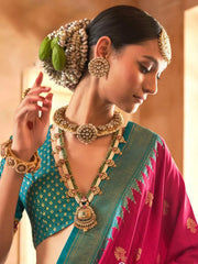 Astonishing Rani Pink Patola Printed Silk Wedding Wear Saree With Blouse
