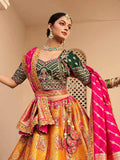 Gorgeous Orange Banarasi Silk Wedding Wear Lehenga Choli With Dupatta