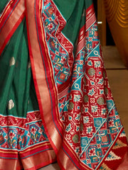 Gorgeous Dark Green Silk Patola Festival Wear Saree With Blouse