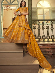 Marvelous Yellow Diamond Work Silk Haldi Wear Lehenga Choli