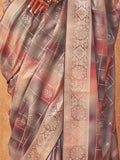Surprising Mauve Foil Printed Silk Wedding Wear Saree With Blouse