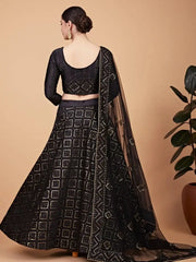 Sensational Black Sequined Work Silk Cocktail Wear Lehenga Choli