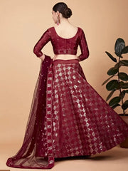 Wondrous Cherry Red Sequined Work Silk Cocktail Wear Lehenga Choli