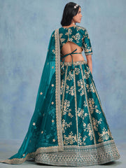 Fabulous Green Embroidered Silk Wedding Wear Lehenga Choli