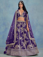 Adorable Purple Embroidered Silk Function Wear Lehenga Choli