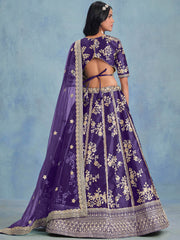 Adorable Purple Embroidered Silk Function Wear Lehenga Choli