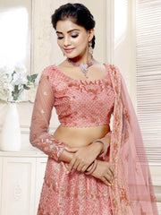 Gorgeous Peach Thread Net Work Festive Lehenga Choli