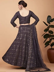 Ravishing Brown Embroidered Work Silk Party Wear Lehenga Choli