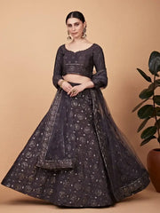 Ravishing Brown Embroidered Work Silk Party Wear Lehenga Choli