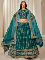 Awesome Green Zari Work Art Silk Mehendi Wear Lehenga With Blouse