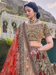 Beautiful Multi-Color Sequence Work Velvet Bridal Lehenga Choli