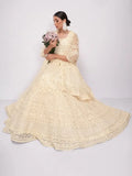 Glamorous Off-White Sequins Embroidery Net Monochrome Lehenga Choli