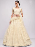 Glamorous Off-White Sequins Embroidery Net Monochrome Lehenga Choli