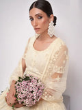 Glamorous Off-White Sequins Embroidery Net Monochrome Lehenga Choli