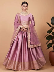 Awesome Baby Pink Embroidered Silk Bridesmaid Lehenga Choli