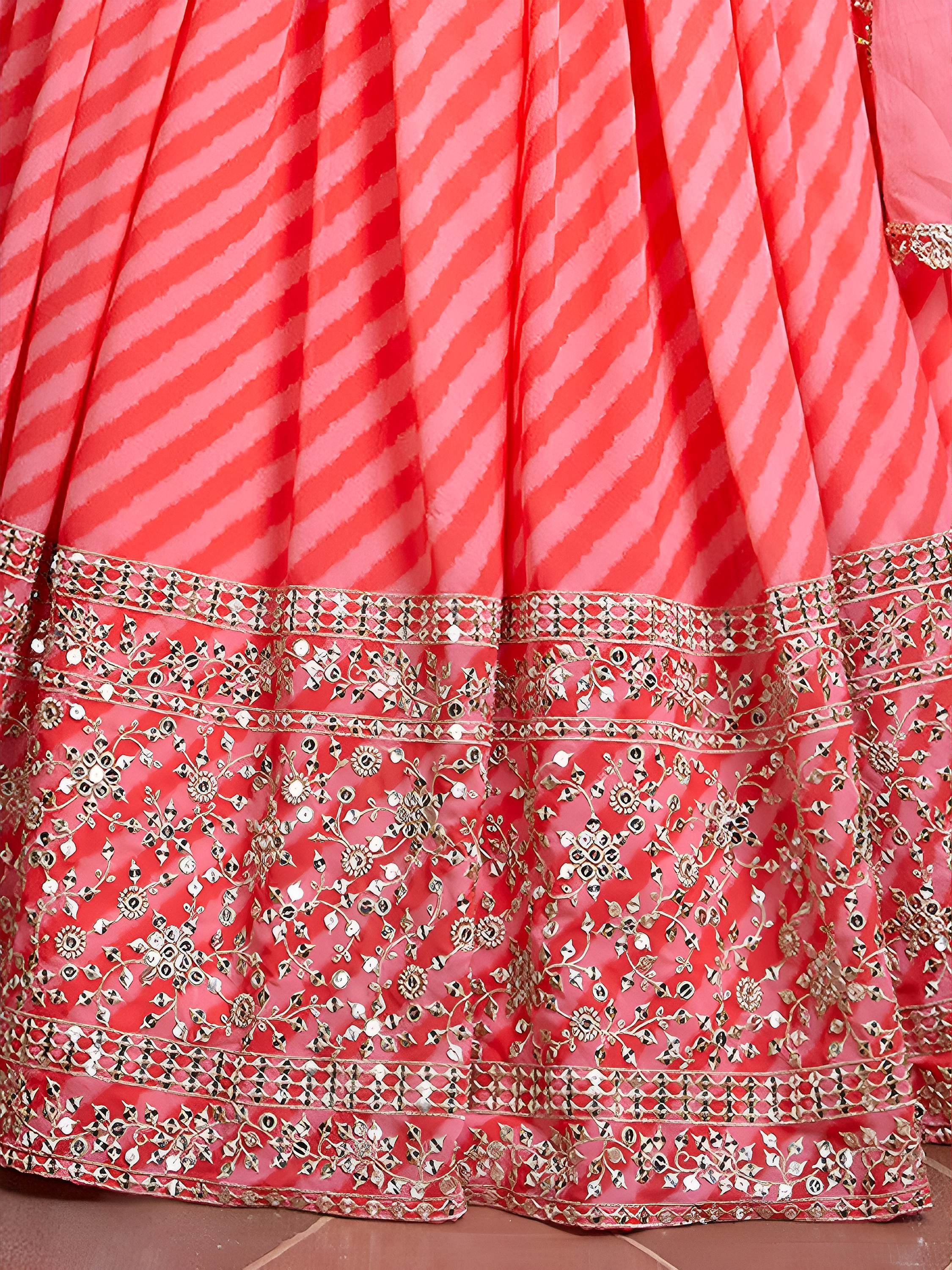 Adorable Pink Sequins Embroidered Organza Bridesmaid Lehenga Choli