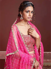 Admire Pink Chinon Mirror With Embroidery Designer Lehenga Choli