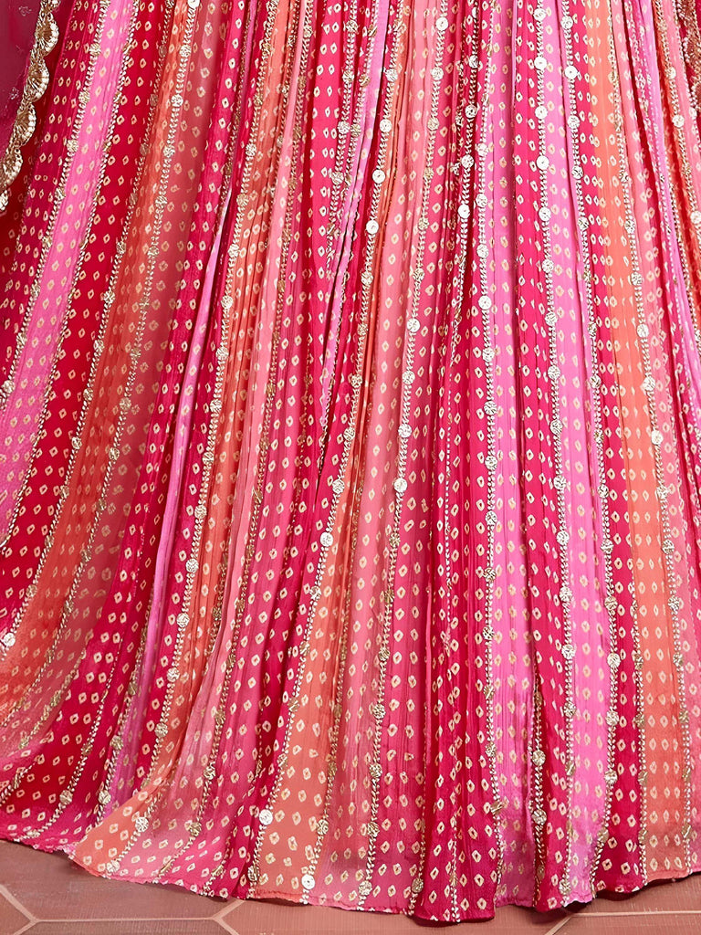 Admire Pink Chinon Mirror With Embroidery Designer Lehenga Choli