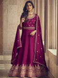 Stunning Pink Embroidered Silk Engagement Wear Ready-Made Gown