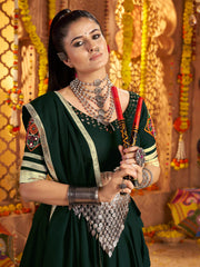 Intricate Green Viscose Rayon Navratri Wear Lehenga Choli With Dupatta