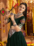 Intricate Green Viscose Rayon Navratri Wear Lehenga Choli With Dupatta