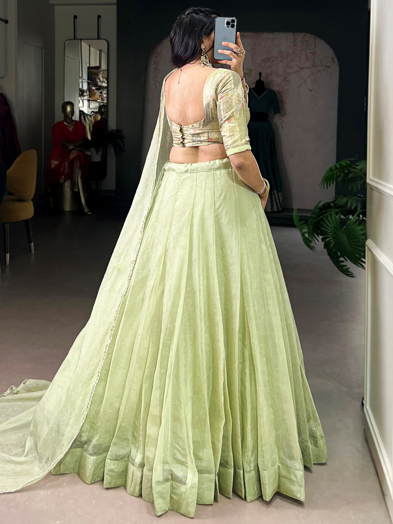 Glamorous Green Beads Work Crush Wedding Wear Lehenga Choli