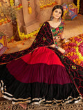 Delicate Red Mirror Work Navratri Wear Lehenga Choli With Dupatta