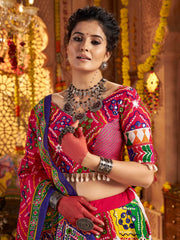 Mesmerizing Multi-Color Thread Embroidered Cotton Lehenga Choli